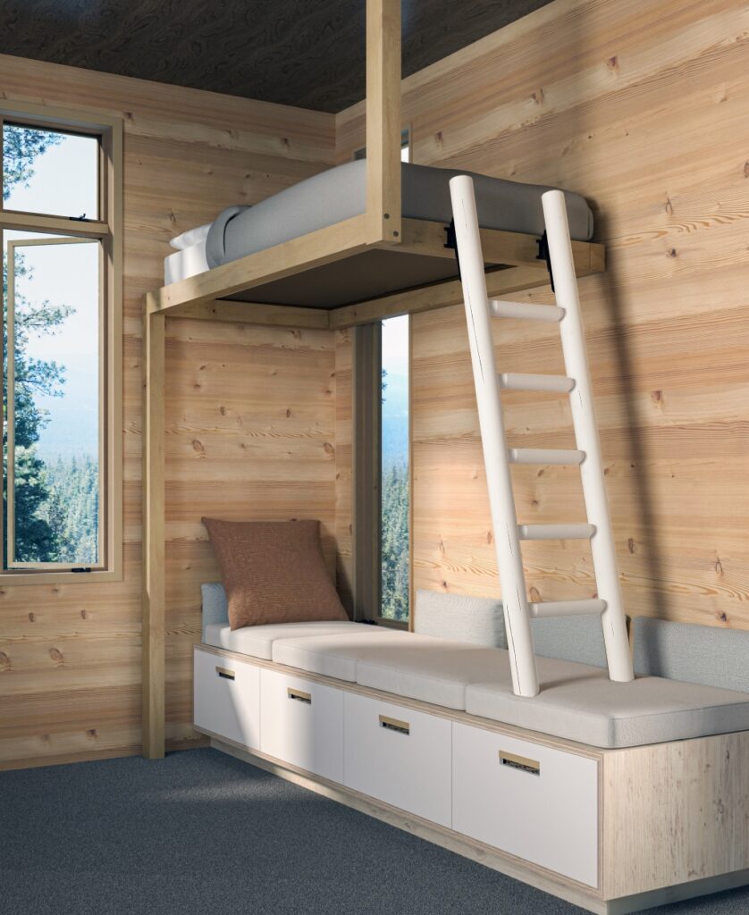 Log Ladder in Solid White for bunk bed