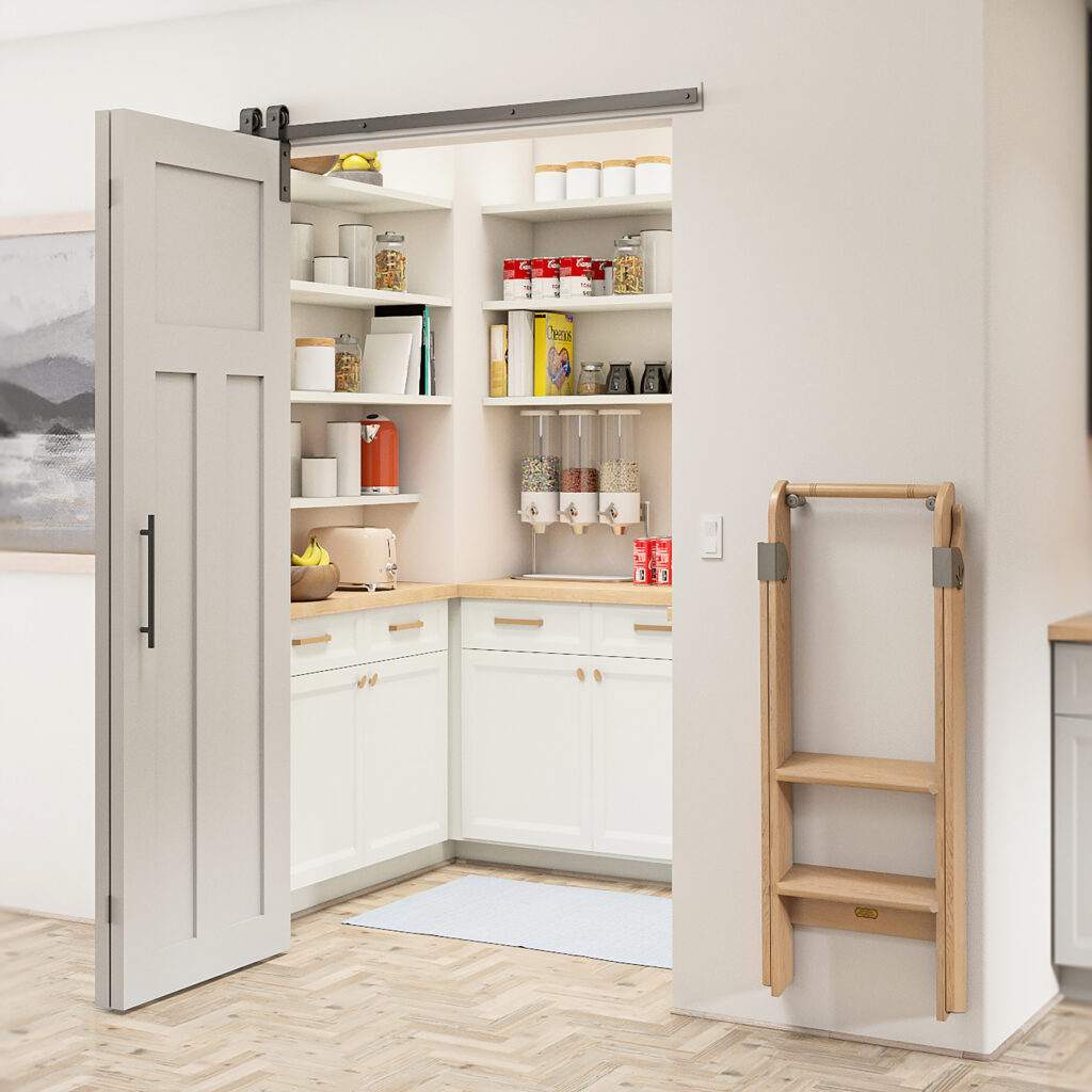 Open Bi-fold rolling door to pantry from CSH.